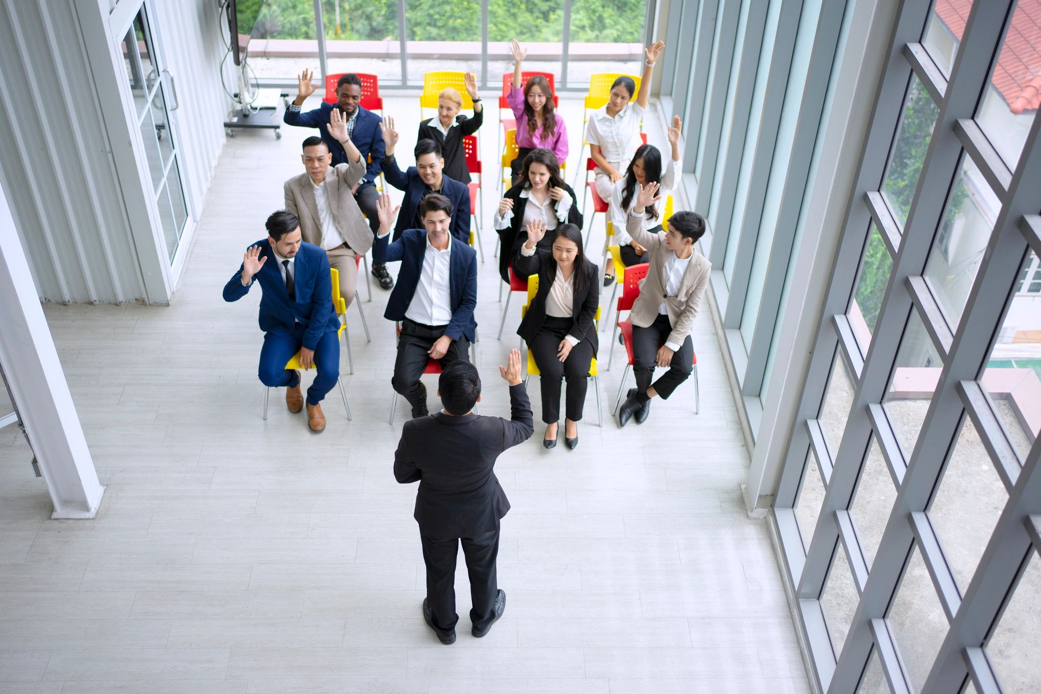 Professional team meeting representing coordinated on-site event response