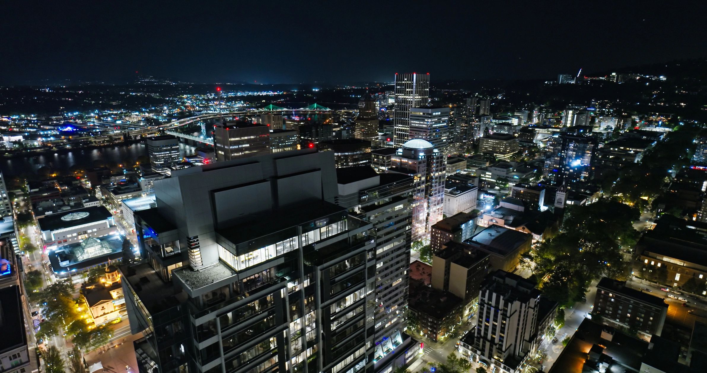 Commercial district at night requiring patrol coverage